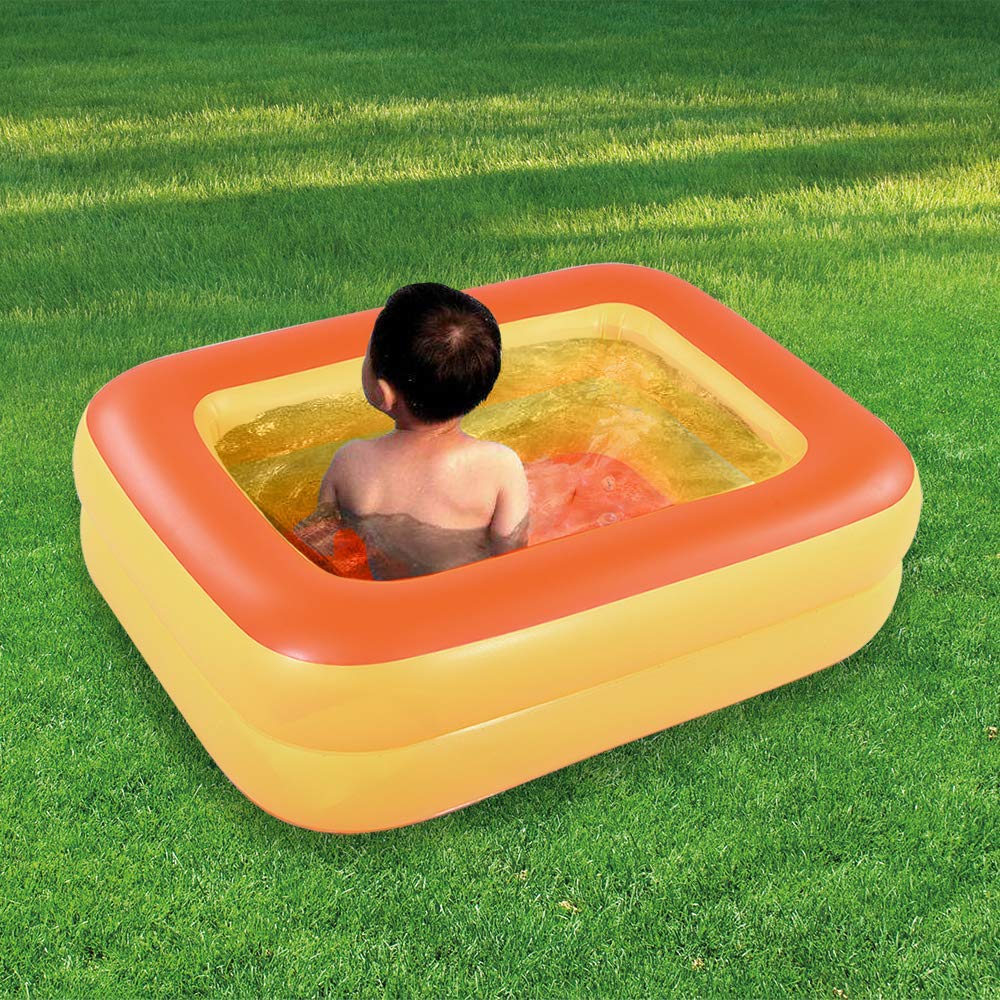 HIWENA Piscina inflable para niños, 45 "Orange Kids Pool Summer Water Diversión Bañera con fondo suave inflable