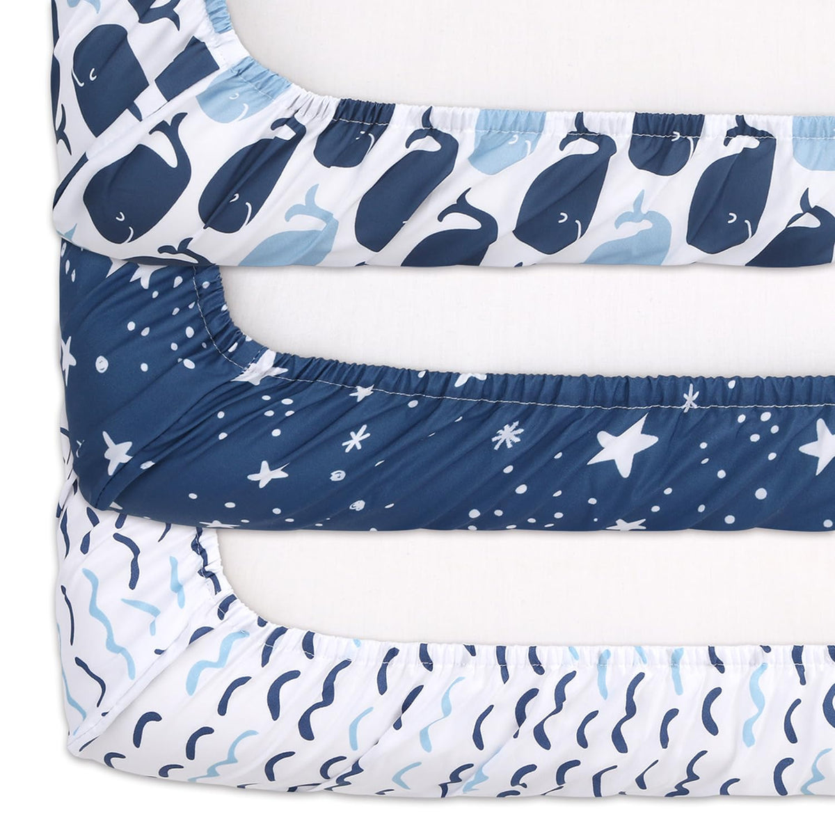 The Peanutshell - Fundas cambiadoras para niños o niñas, unisex, paquete de 3, ballena náutica