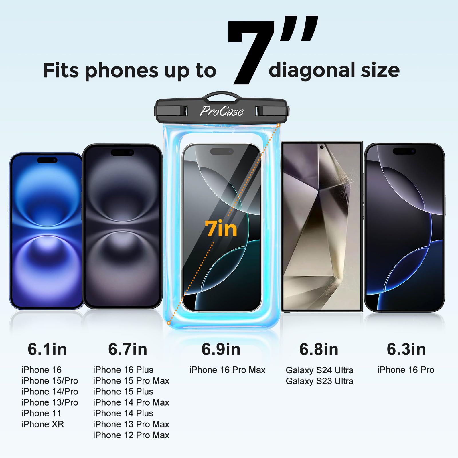 Funda Impermeable ProCase Colorido hasta 7 Pulgadas Universal