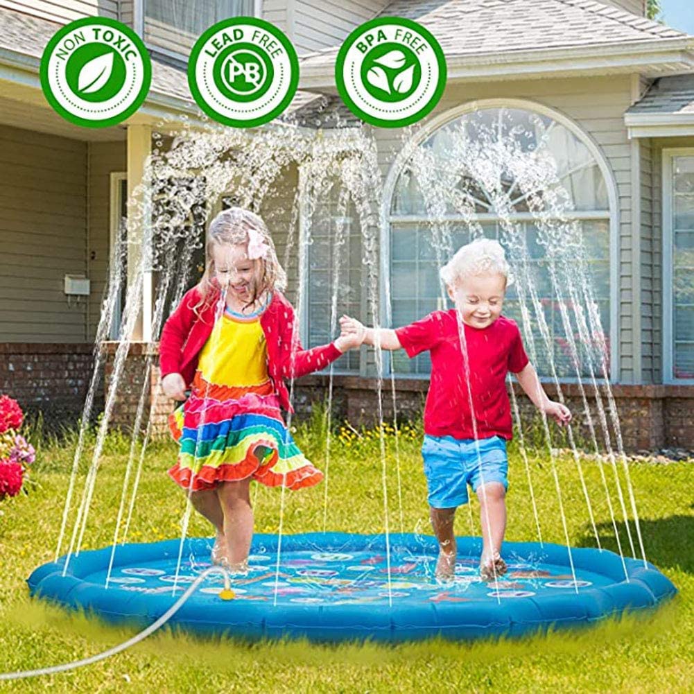 Almohadilla para salpicaduras de agua de 68 pulgadas, almohadilla para salpicaduras de verano para niños, actividades inflables en la piscina, juegos al aire libre, divertidos juguetes de agua para niños y niñas de la familia, apto para niños de 3+ años.