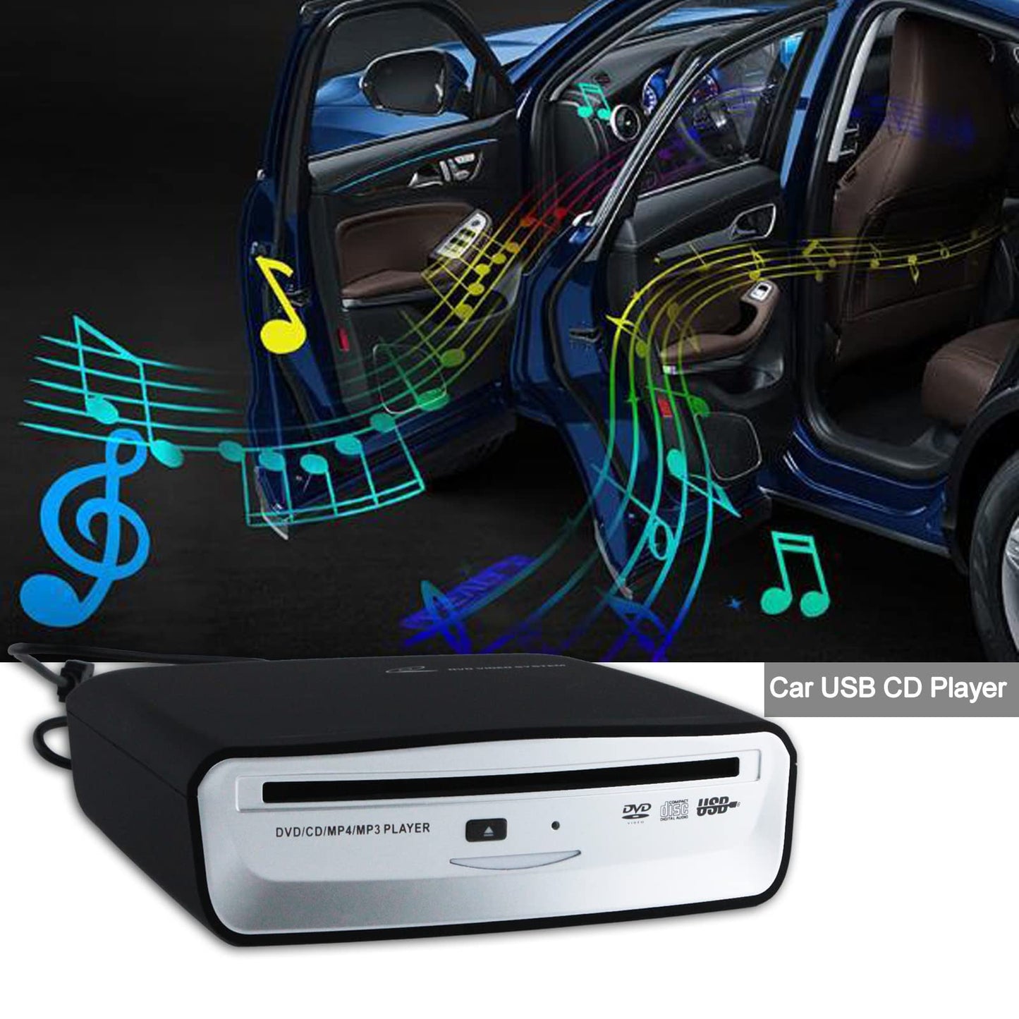 USB externo coche reproductor de CD Universal reproductor de CD USB conexión USB reproductor de CD portátil para coche Android de navegación /TV/Macbook pro/ portátiles de escritorio con puerto USB Plug and Play