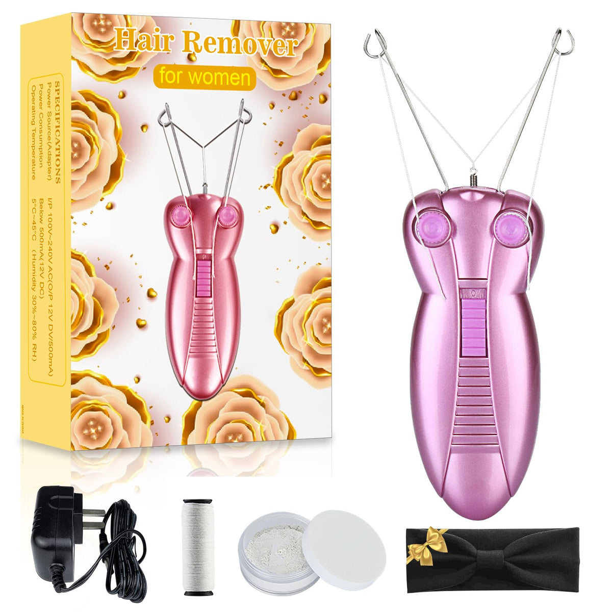 WAYCOM Ladies Facial Hair Remover Electric Women's Beauty Epilator Facial Threading Hair Removal Shaver Face Massager Pull Faces Delicate Device Depilation (Purple)