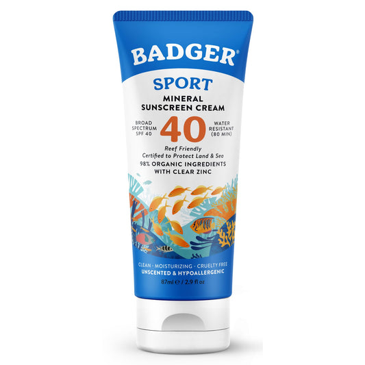 Protector Solar Badger Sin Perfume Fps 40 Mineral Orgánico Resistente al Agua para Arrecifes