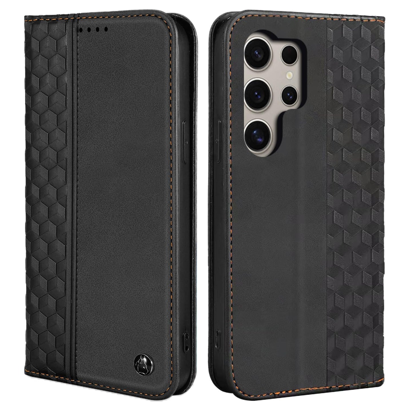 Auslbin Funda para Samsung Galaxy S25 Ultra 5G 6.8, Flip Funda, Protectora PU Anticaída Samsung S25 Ultra/SM-S938B/DS Funda, Adsorción Magnética Paquete de Tarjetas Móviles, Negro
