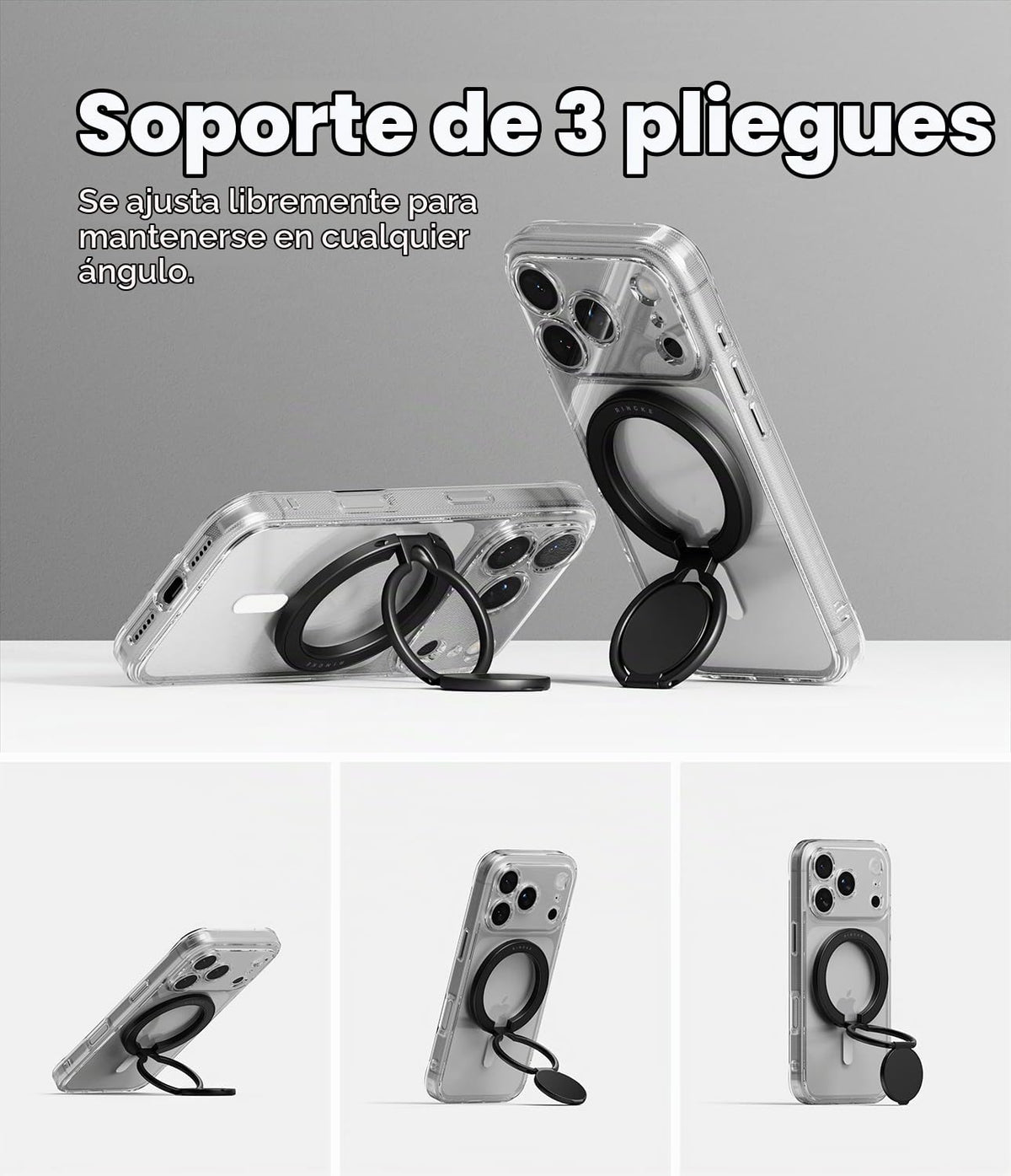 Soporte Magnético Dual Ringke Negro Ajustable para iPhone, Galaxy y Pixel
