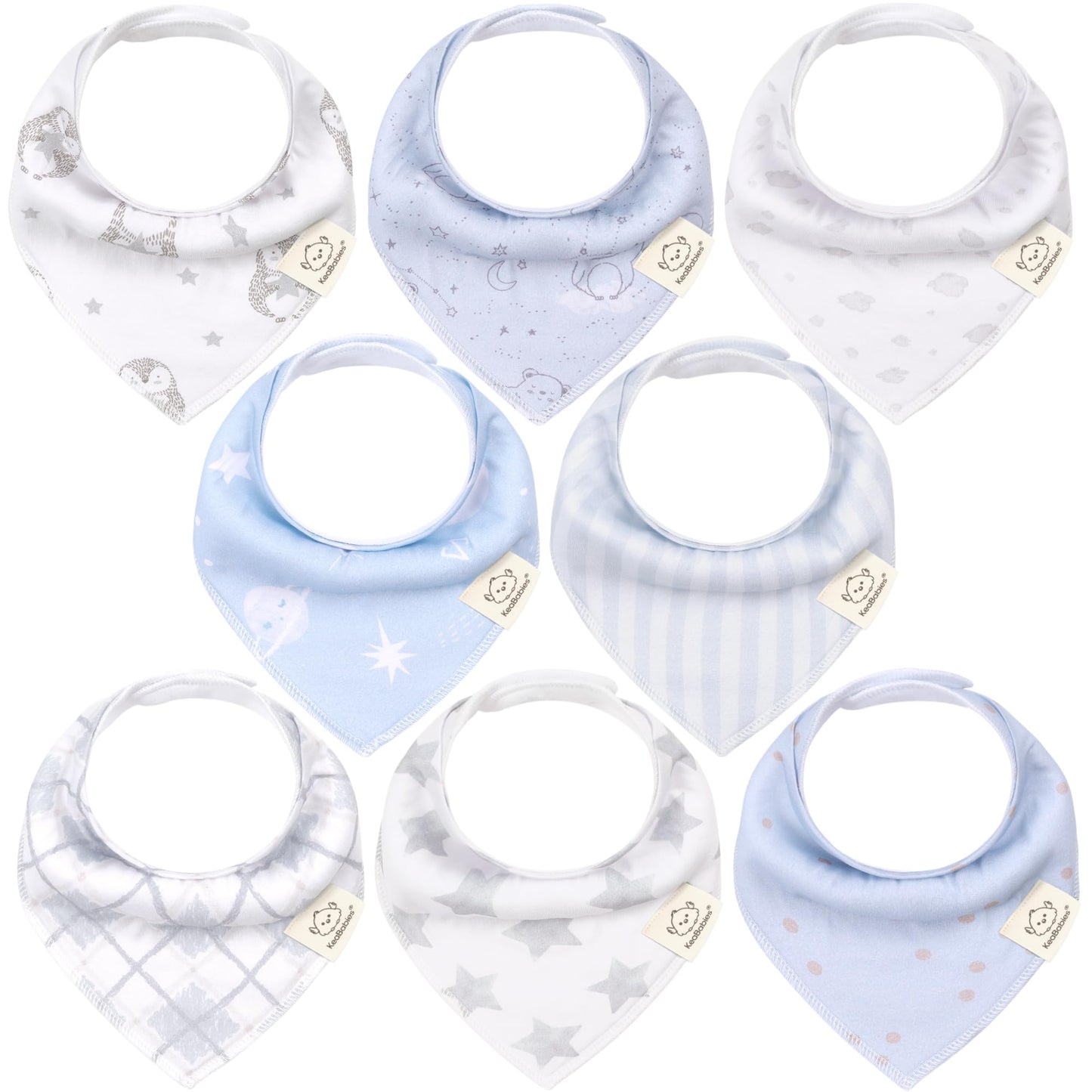 KeaBabies - Paquete de 8 baberos orgánicos para bebé, unisex, constelación