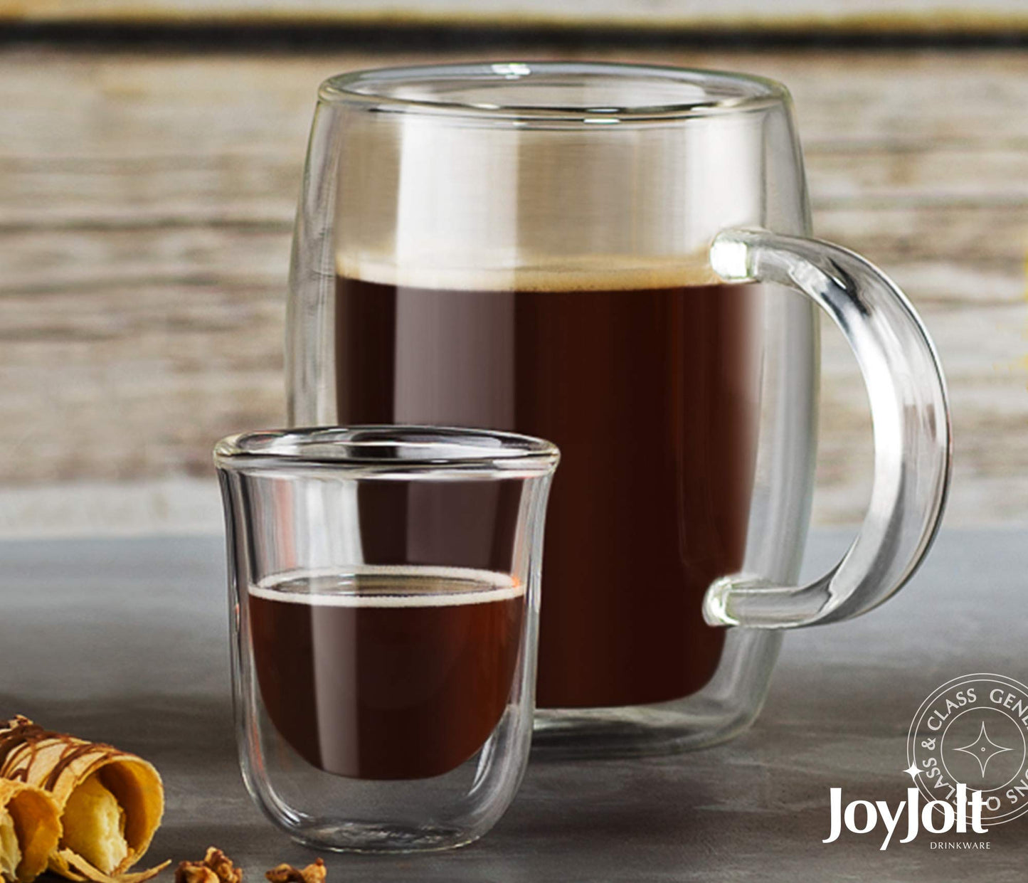 Vasos de Doble Pared JoyJolt Javaah Transparente Juego de 2 para Expreso