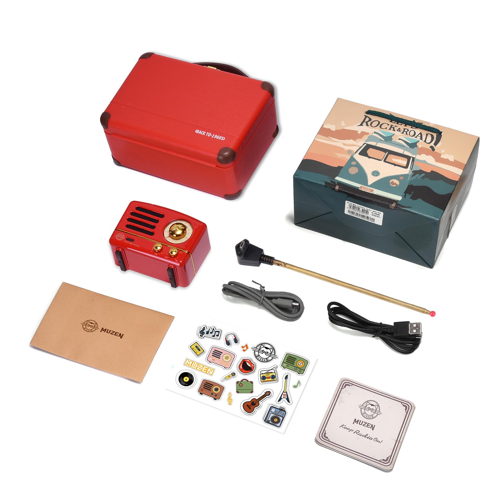 Muzen - Altavoz Bluetooth portátil, Altavoz inalámbrico pequeño de Metal OTR, Radio FM con Antena AUX, 10 Horas de Tiempo de reproducción prolongado, Audio estéreo de Alta fidelidad con veliz,