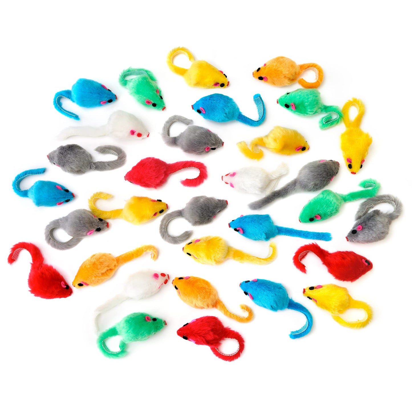 Chiwava 36 Piezas 10cm Juguetes para Gatos Peludo Ratones sonajero pequeño Ratón Gato Gatito Interactivo Colores Variados