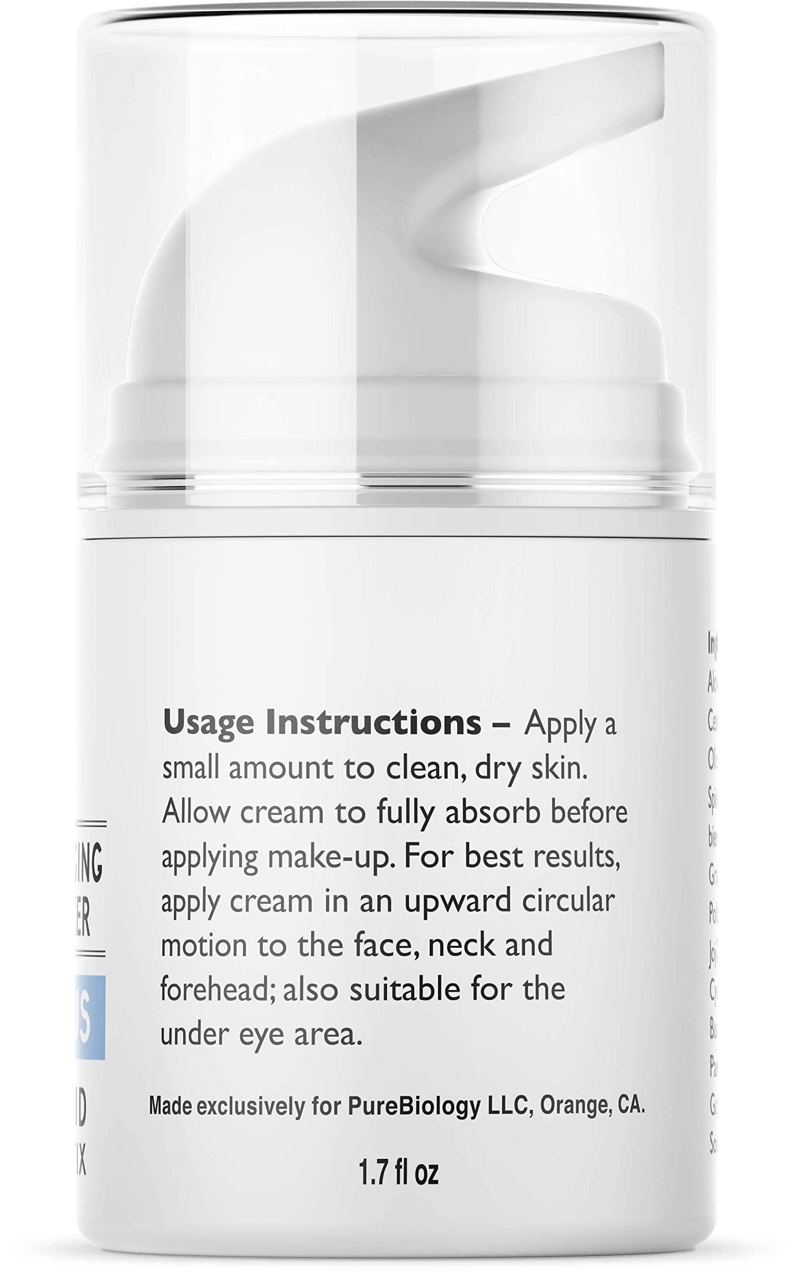 Pure Biology Retinol Moisturizer Cream with Hyaluronic Acid, Vitamins B5, E & Breakthrough Anti Aging, Anti Wrinkle Complex â€“ Face & Eye Skin Care for Men & Women, All Skin Types, 1.7 OZ