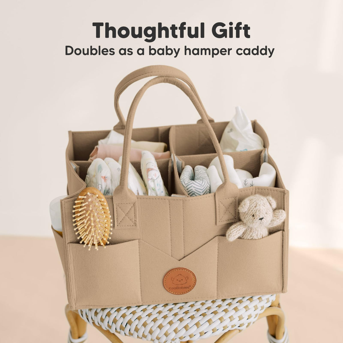KeaBabies Organizador de pañales para bebé con asa, portátil (topo)