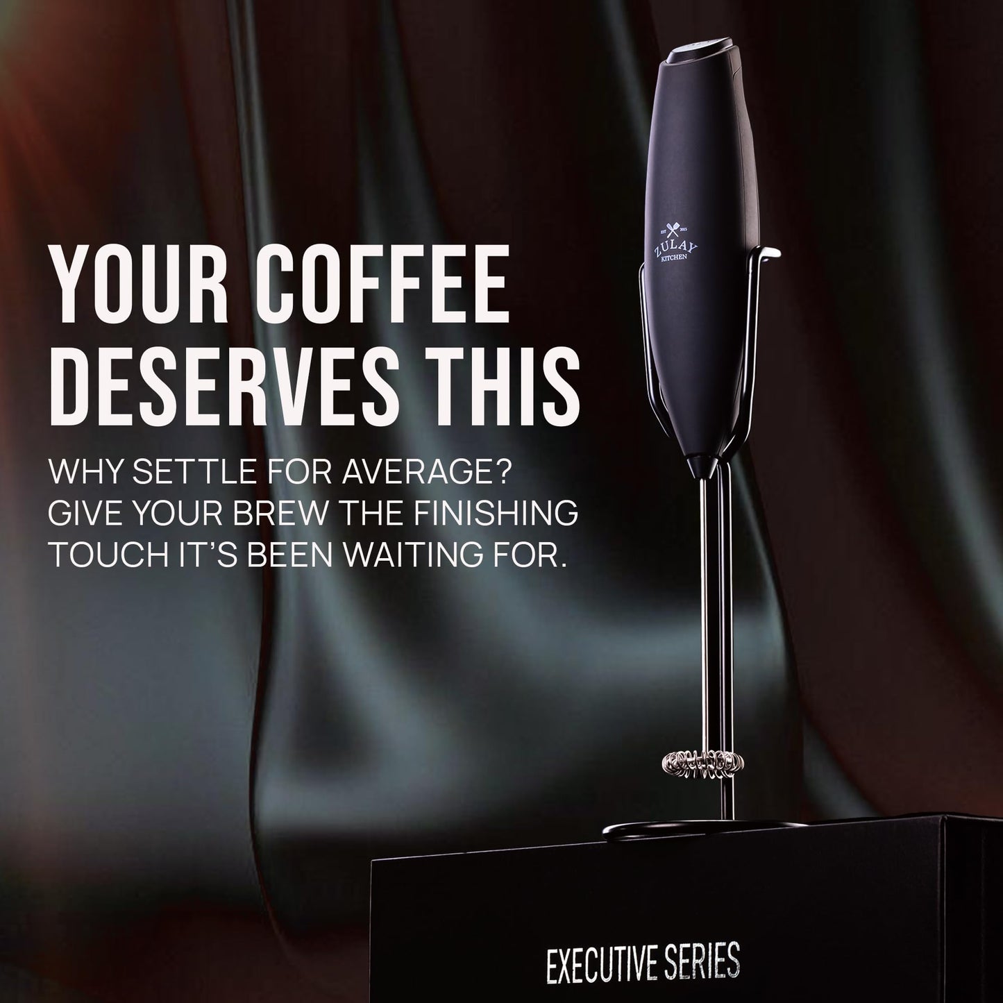 Espumador de Leche Zulay Executive Series Ultra Premium Plateado con Soporte Mejorado para Café