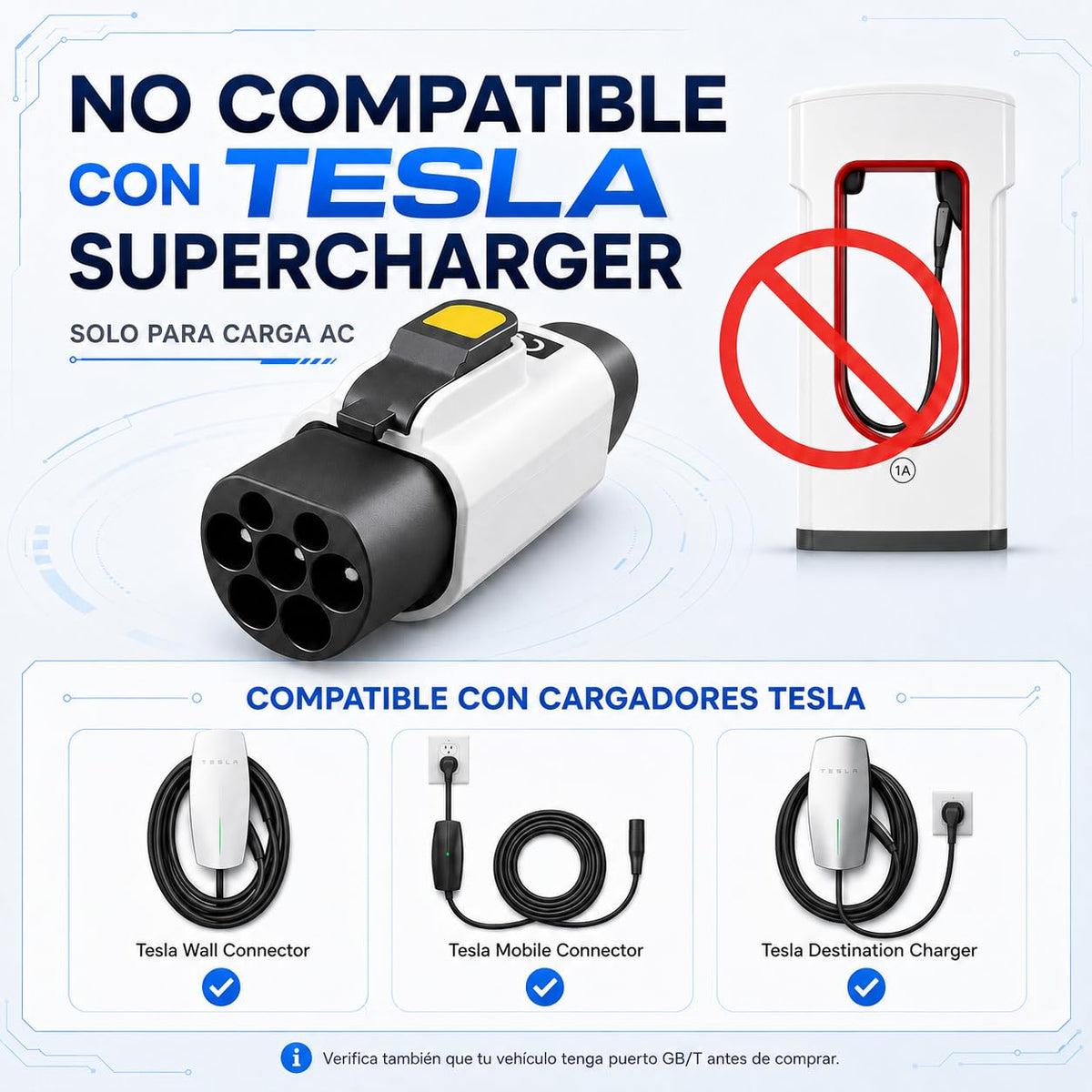 Adaptador de Carga AHFWGY Negro con Candado de Seguridad para Coches Eléctricos