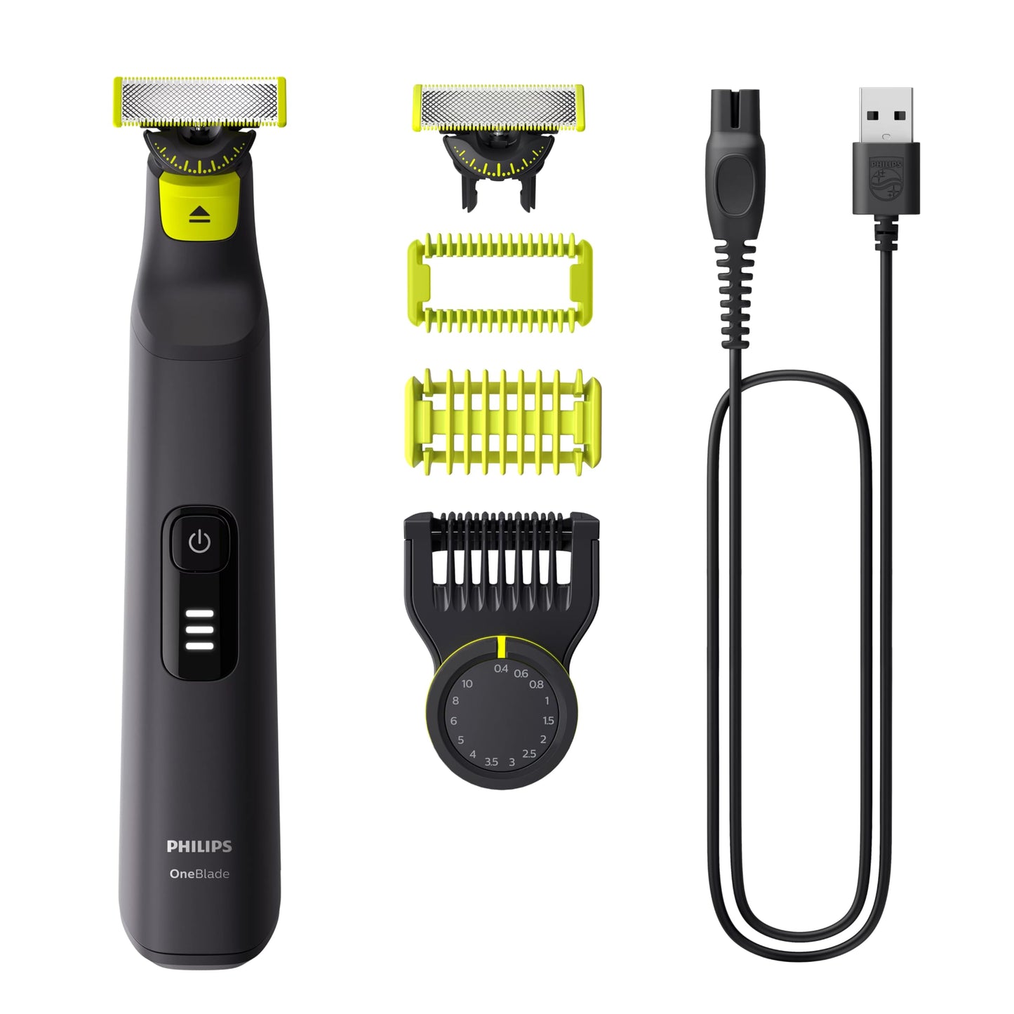 PHILIPS QP6542.15 - Afeitadora de pelo facial y cuerpo - OneBlade Pro 360 - Recargable - Impermeable - 14 Alturas de corte - Hoja giratoria 360 para contornos perfectos