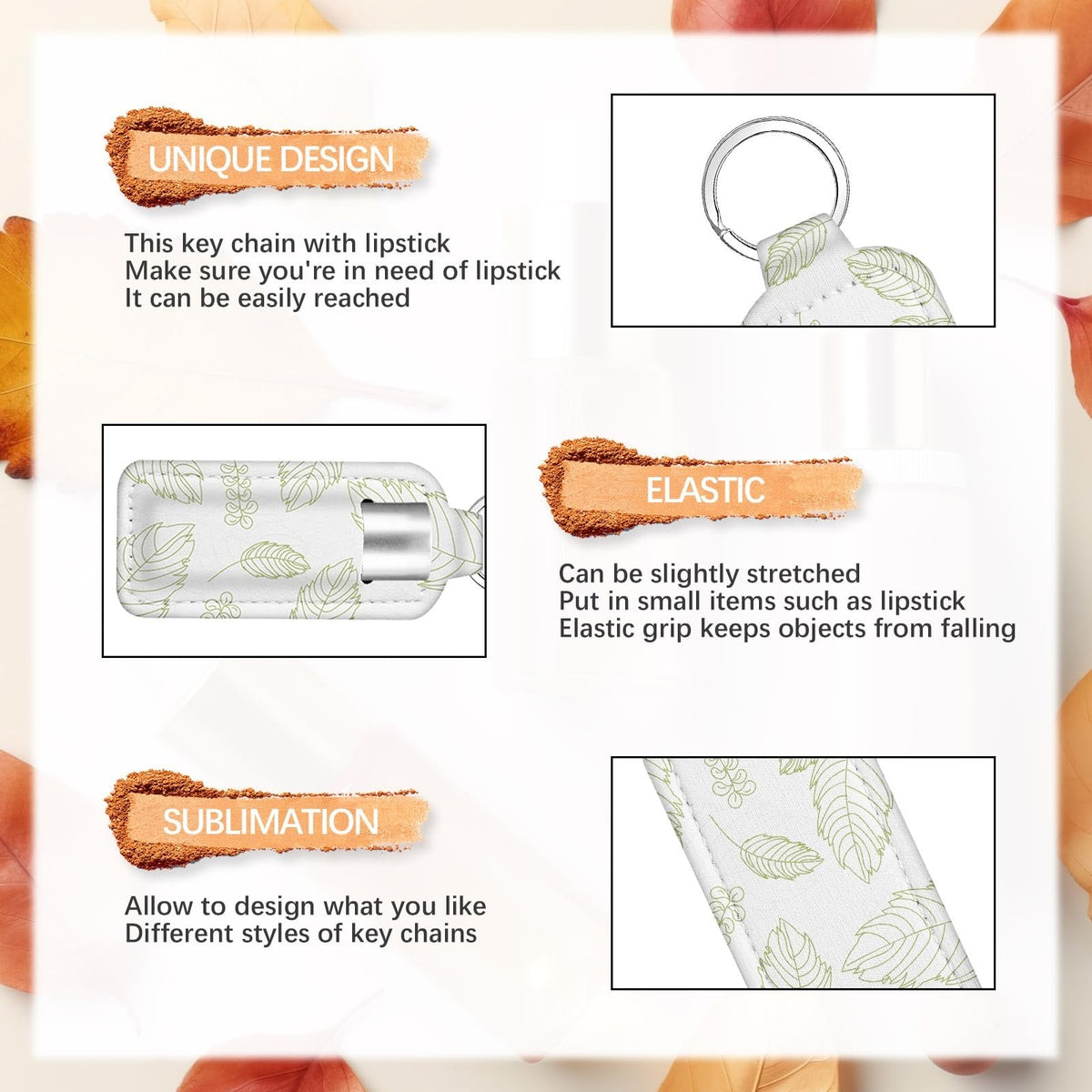30 PCS Sublimation chapstick holder keychain blanks，bulk Holder neoprene lip balm keychain，chapstick keychain DIY Crafts sublimation blanks products
