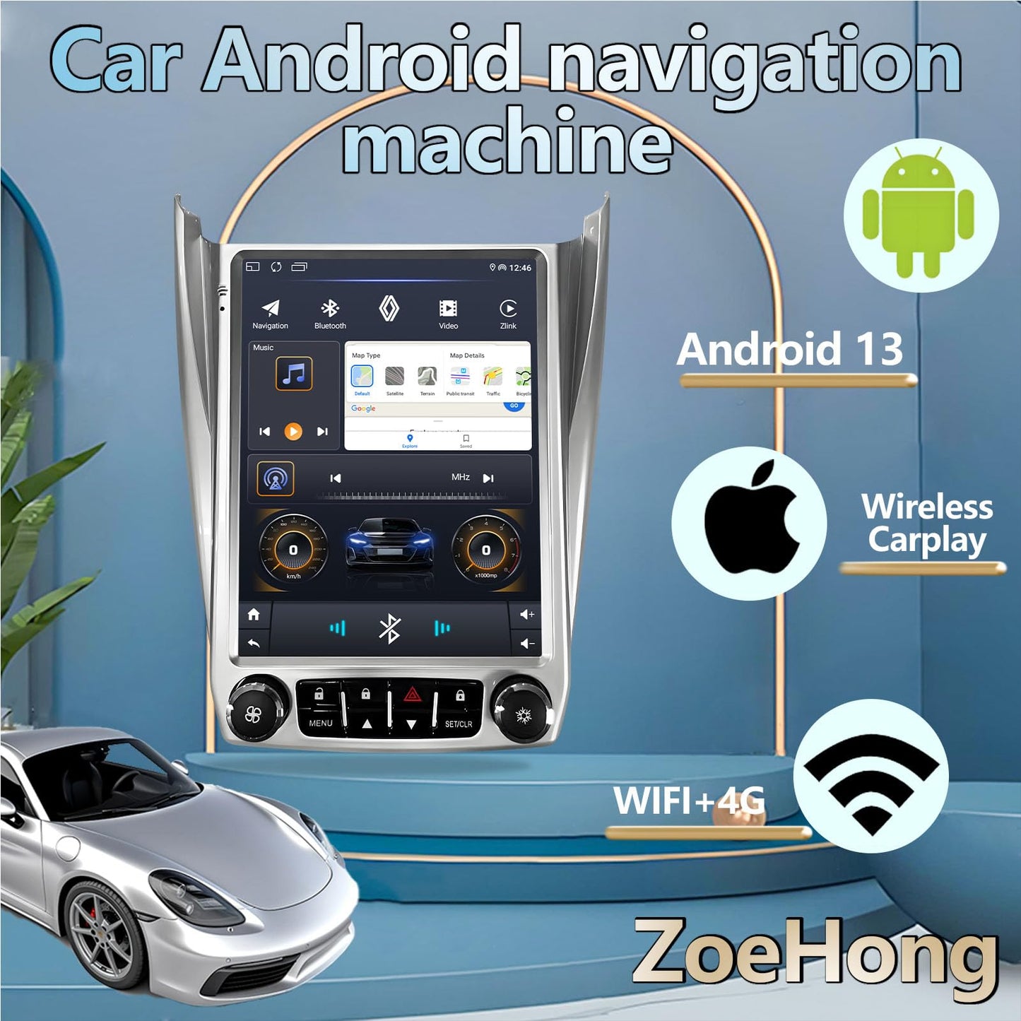 Estéreo de coche Android 12, pantalla táctil HD de 10.1 pulgadas, radio de navegación GPS WiFi con cámara de respaldo para Chevrolet Equinox, GMC Terrain 2012-2017 (2+32G con bloqueo)