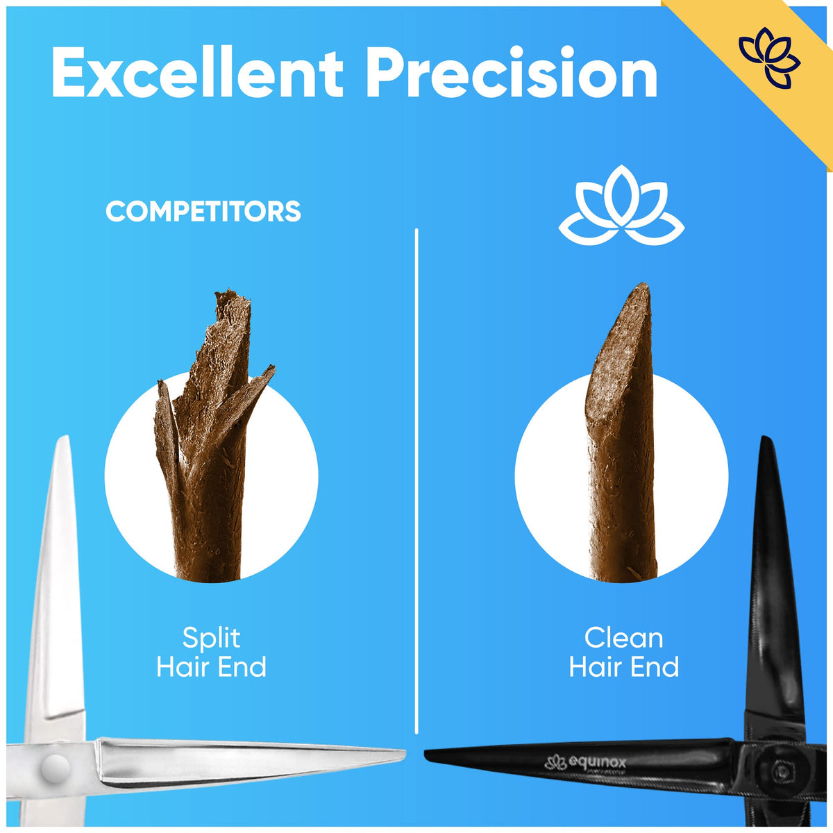 Equinox Professional Razor Edge Series - Tijeras de corte de pelo de peluquero – Tijeras japonesas de acero inoxidable – Longitud total de 6.5 pulgadas – Tornillo de tensión de ajuste fino – Tijeras premium para corte de pelo
