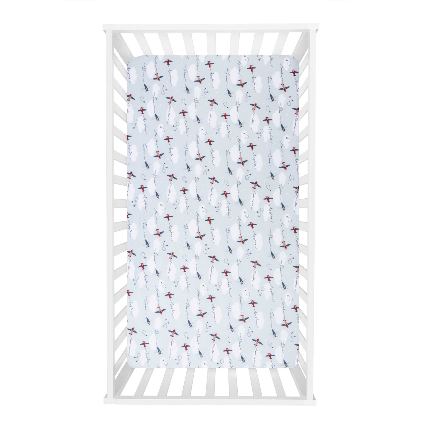 Sammy & Lou Adventure Awaits Air Traveler - Juego de Ropa de Cama Transpirable de 3 Piezas, Incluye edredón, sábana Bajera Ajustable para Cuna y Falda para Cuna