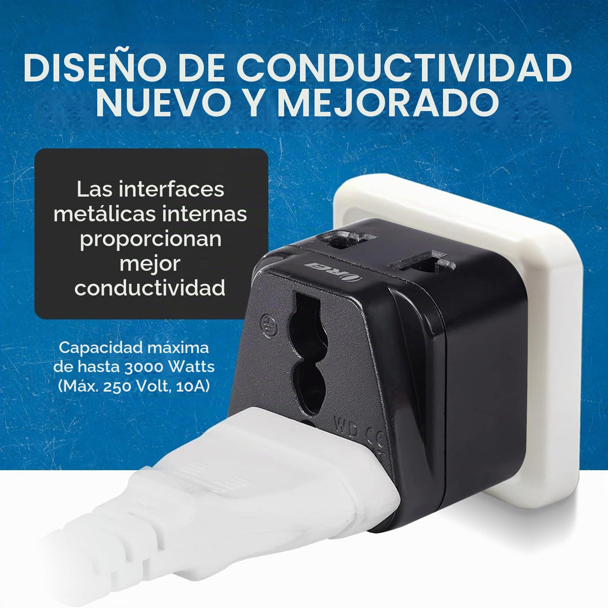 Adaptador de Enchufe 2 en 1 Orei Negro Schuko Tipo E/F 2 Pack