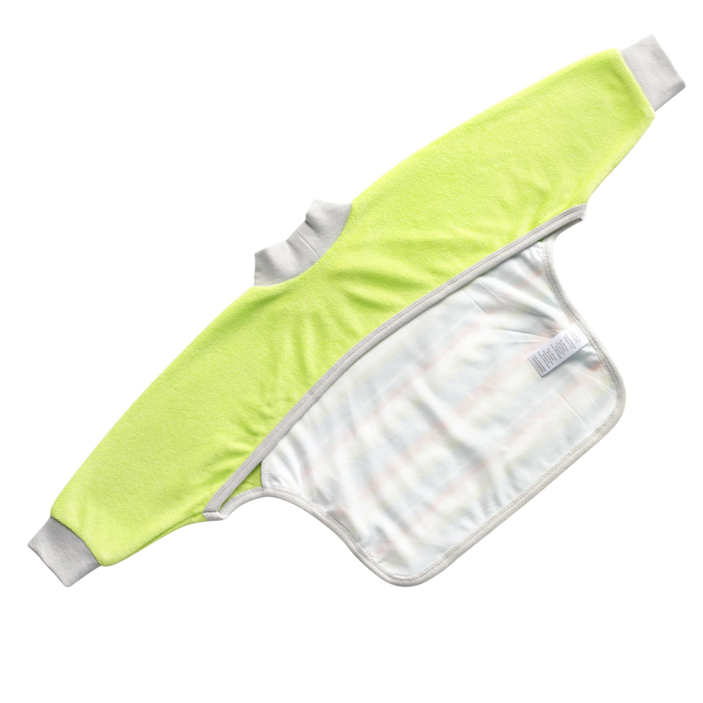 Kiddologic bibit-all - Babero de rizo impermeable de manga larga para bebés y niños pequeños (6-12 meses (bebé), rayas frescas de lima)