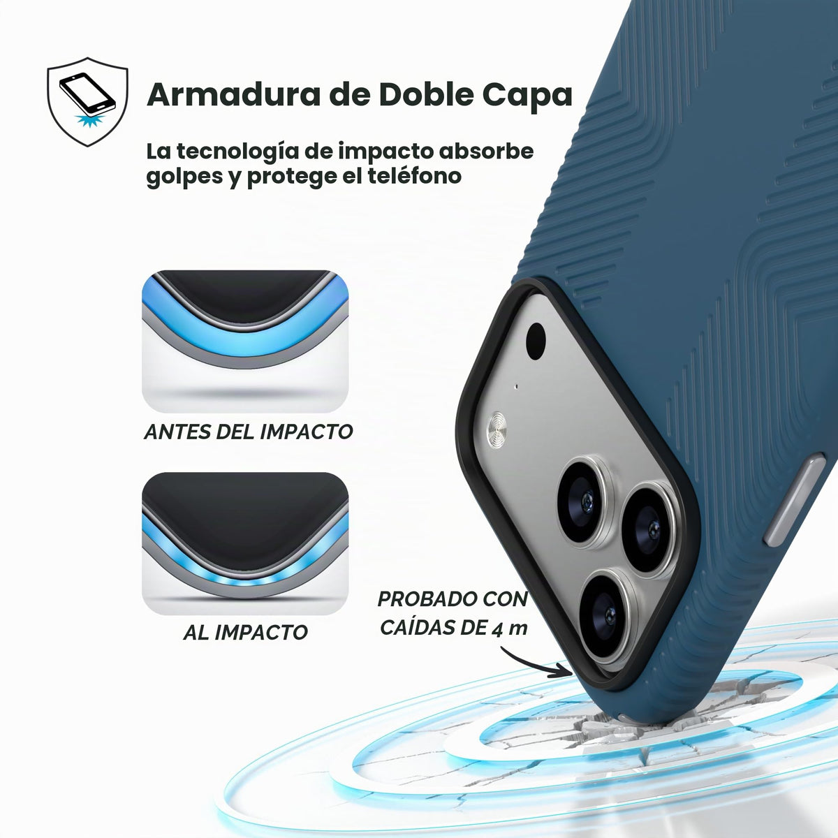 Funda para iPhone 17 Pro Max Speck mar profundo plata metálica azul hechizo compatible con MagSafe
