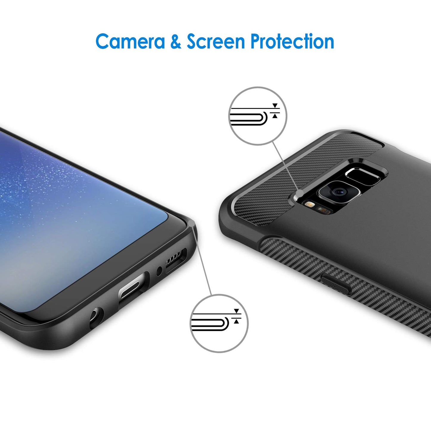 JETech Funda Slim para Samsung Galaxy S8, Carcasa Teléfono Delgado con Absorción de Impacto y Diseño de Fibra de Carbón (Negro)