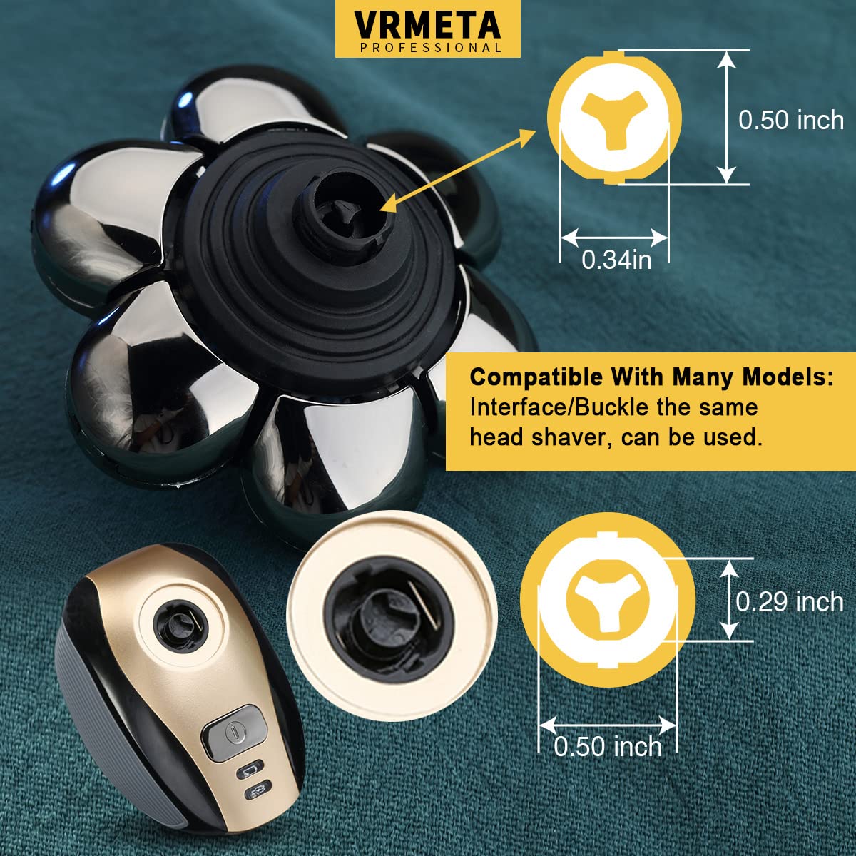 Cabezales De Repuesto VRMETA Plata Cuchillas Afiladas Para Afeitadora Rotativa Eléctrica 7 Cabezas