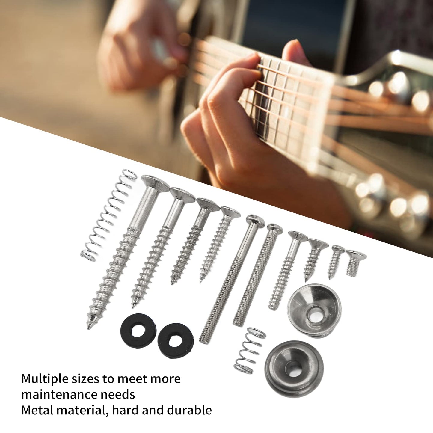 Shanrya Tornillos Reemplazo de Resorte, Kit de Tornillos para Guitarra eléctrica Rosca estándar Alta dureza para reparación de Instrumentos Musicales(Plata)