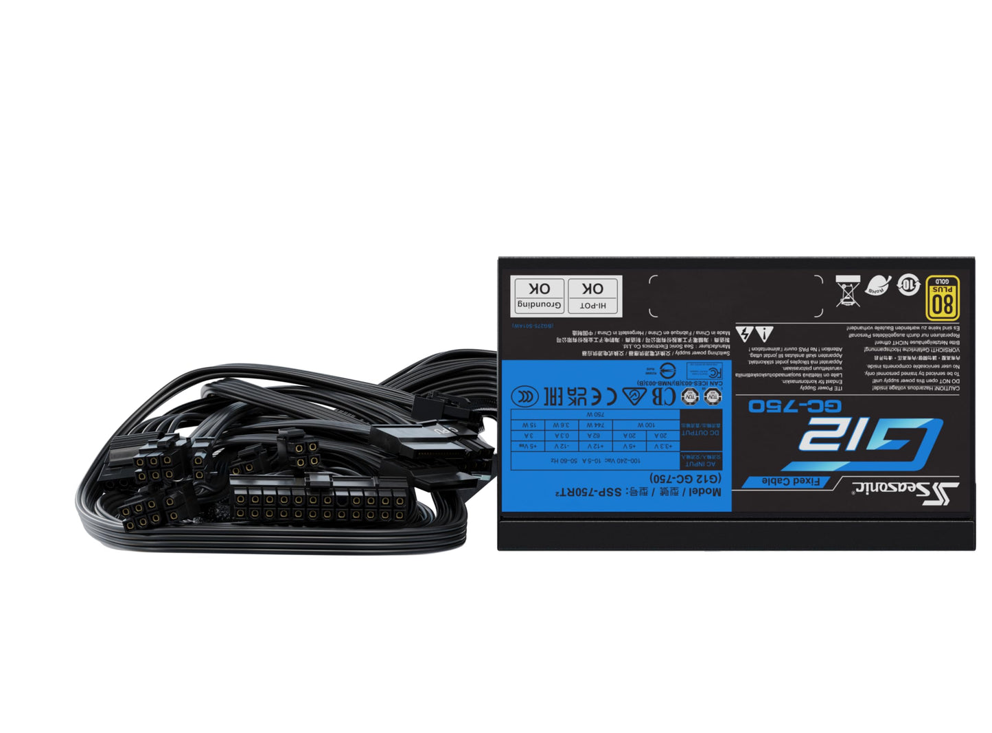 Seasonic Fuente de Poder 750W, 80 Plus Gold, G12-GC-750, 24-Pin ATX, 120mm, No Modular