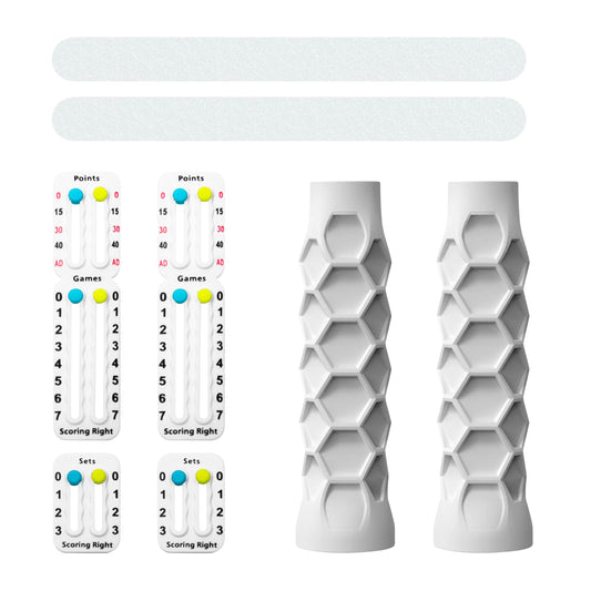 Kit de Accesorios para Pádel | Grip Antideslizante, Protector de Pala y Marcador de Puntos | Set Completo para Jugar Pádel | Accesorios Deportivos | Mejora Agarre y Protección (6 piezas - blanco)