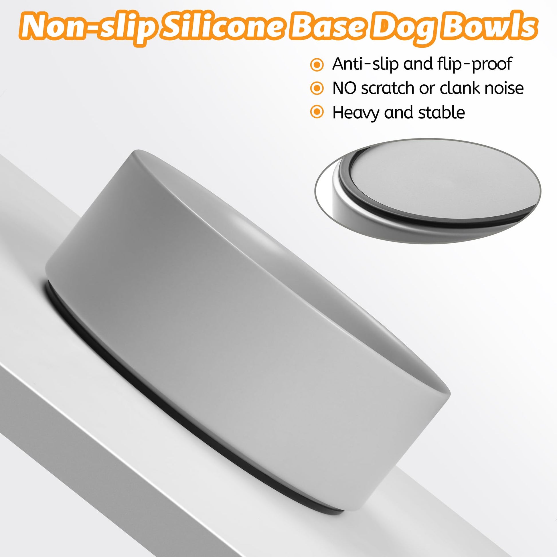 Kitwinney - tazón grande antideslizante para perros, cuencos de cerámica pesados para perros con base de silicona, tazón ponderado sin punta, tazón de agua para perros sin derrames, tazón básico para