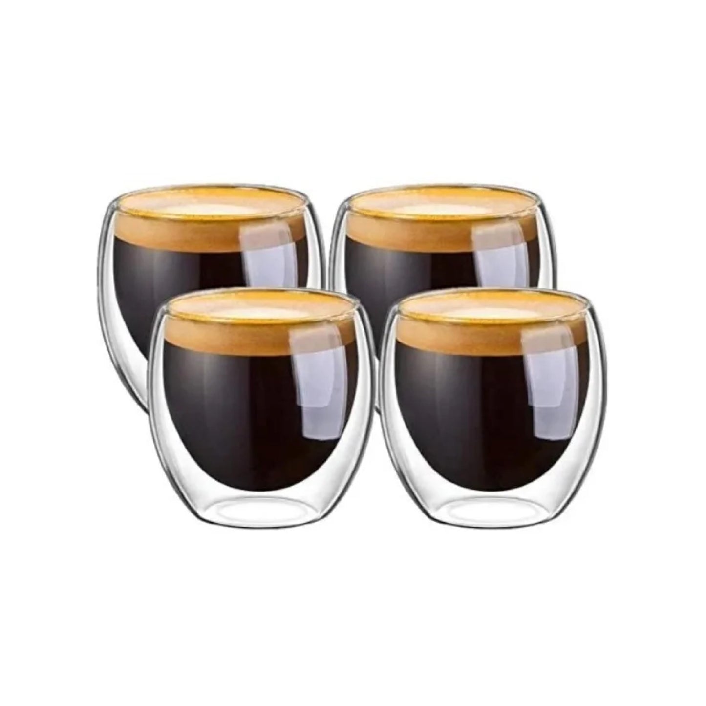 Juego de Tazas de Vidrio Doble Pared Mebix Transparente con Aislamiento Térmico para Café Espresso