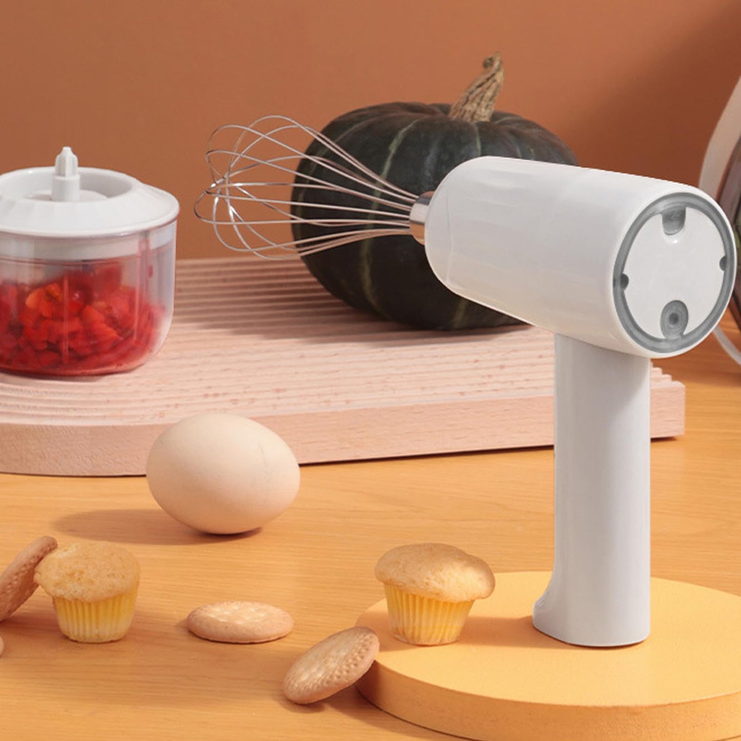 Batidora de Mano Eléctrica de 3 Velocidades, Batidora Portátil para Hacer Espuma de Leche, Batidoras, Batidora Eléctrica de Mano con Picadora para el Hogar