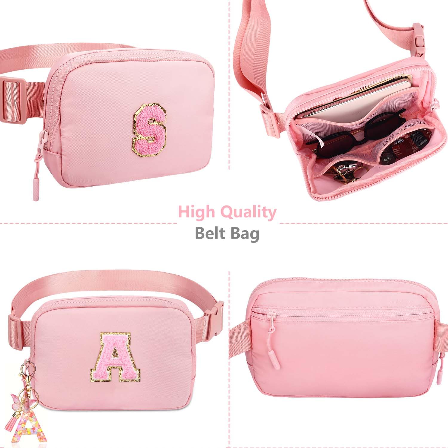 Kejea Riñonera Cruzada para Niñas y Mujeres, 8 a 12 Años, Regalos de Cumpleaños, Cintura Pequeña, Moda, Rosado