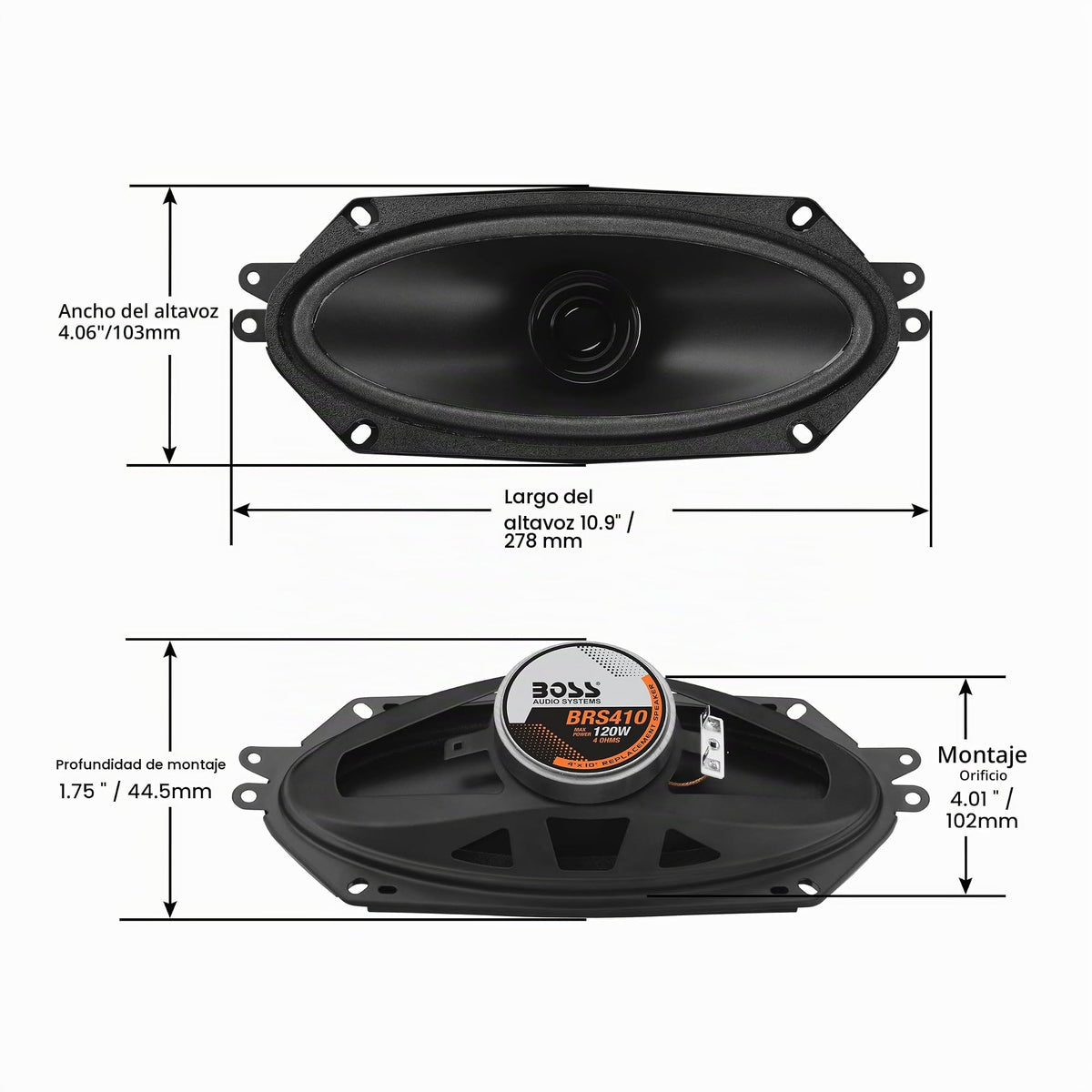 Altavoz de Repuesto para Coche BOSS Audio Systems 4x10 Pulgadas Rango Completo 120W