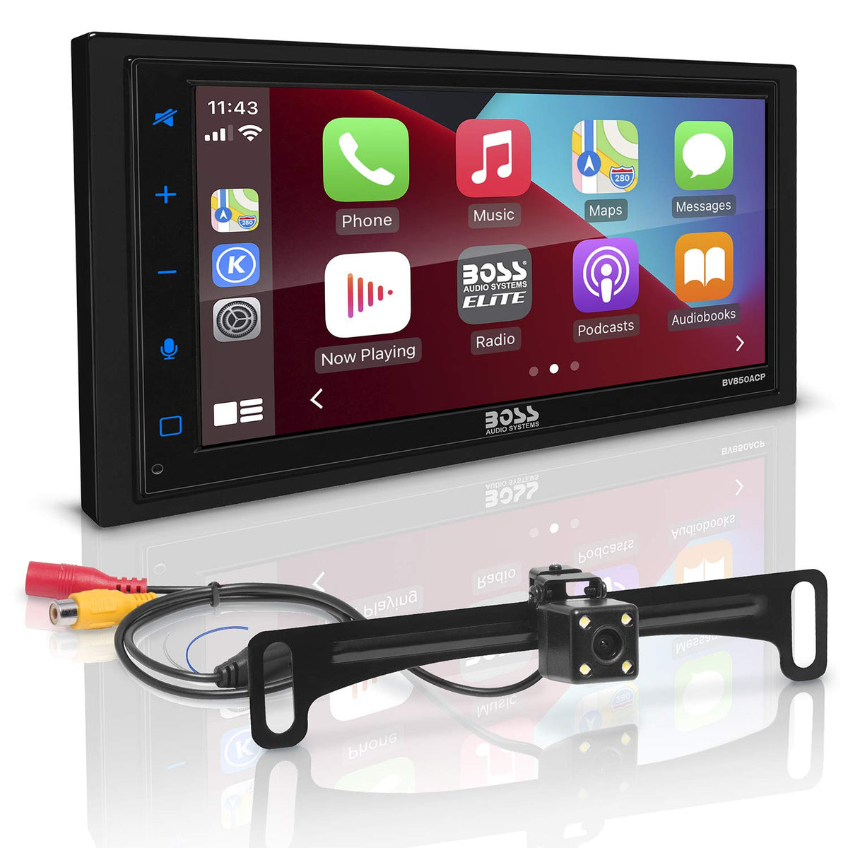 Reproductor Multimedia para Coche BOSS Audio Systems Elite BV850ACP Negro Doble DIN con Apple CarPlay-Android Auto y Pantalla Táctil de 6.75 Pulgadas