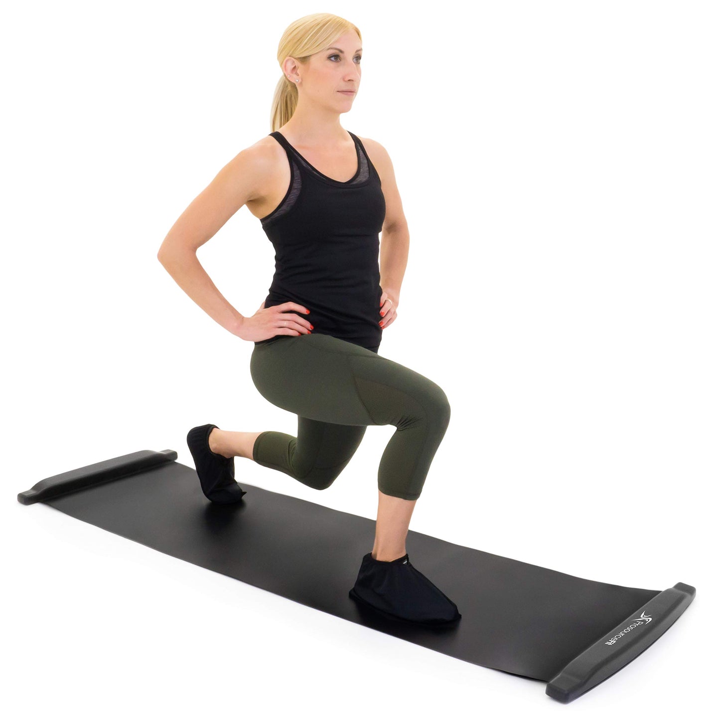 Tapete de Deslizamiento ProSourceFit Negro con Tope para Ejercicios en Casa y Entrenamiento Deportivo