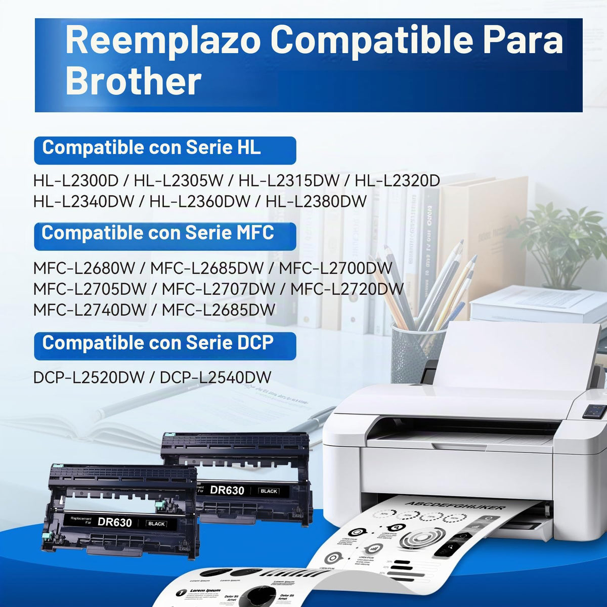 Unidad de Tambor Brother DR630 para Impresoras HL y MFC-L Negra