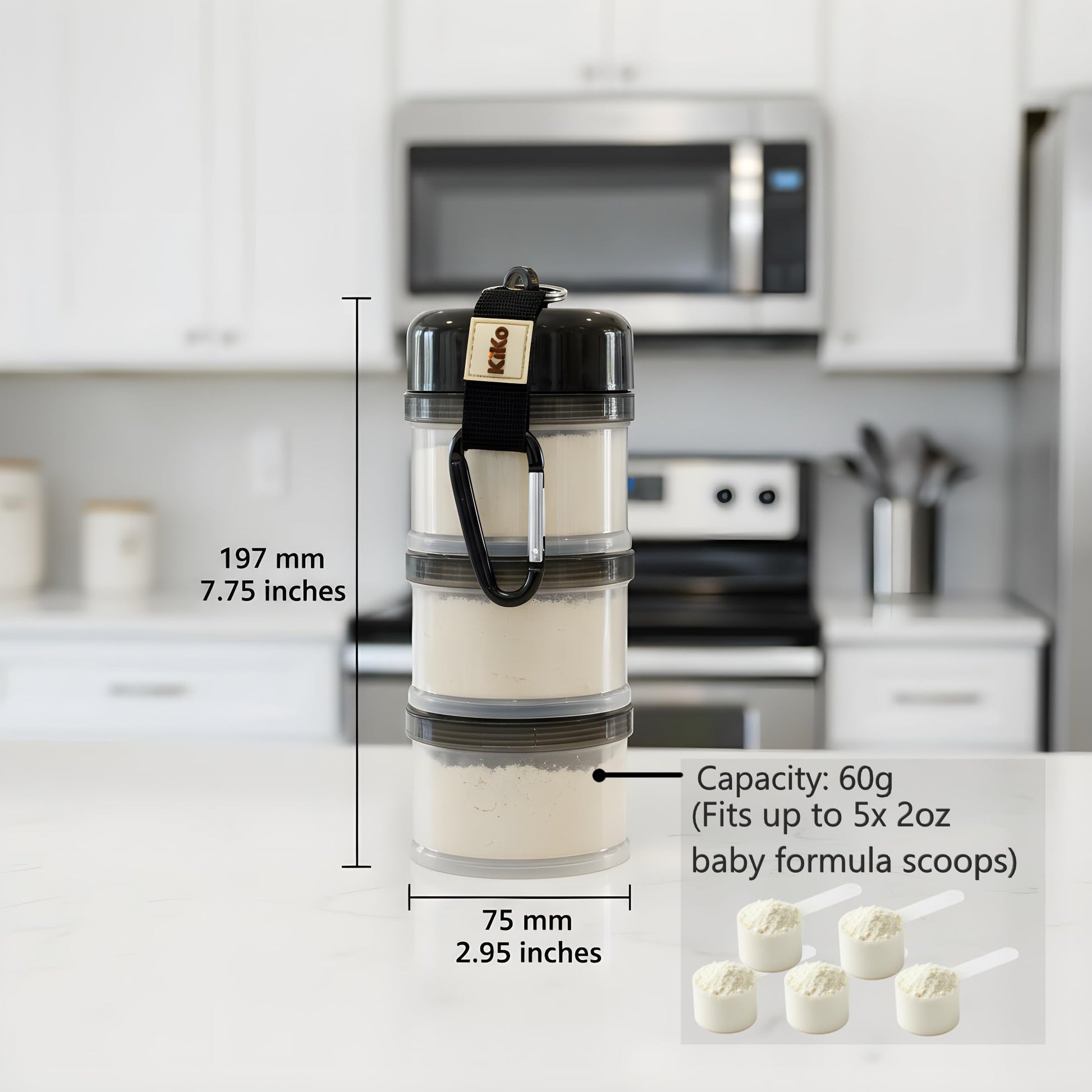 Contenedor de fórmula para llevar – Baby Essentials, dispensador de fórmula apilable para alimentación nocturna, aperitivos y más, contenedor de viaje de proteína en polvo, paquete de 2, por KiKo