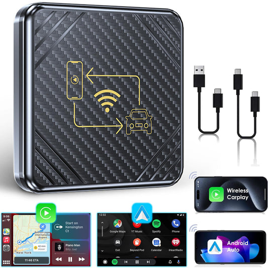 Adaptador Inalámbrico TEVSWCD 5GHz WiFi para CarPlay y Android Auto 2 en 1