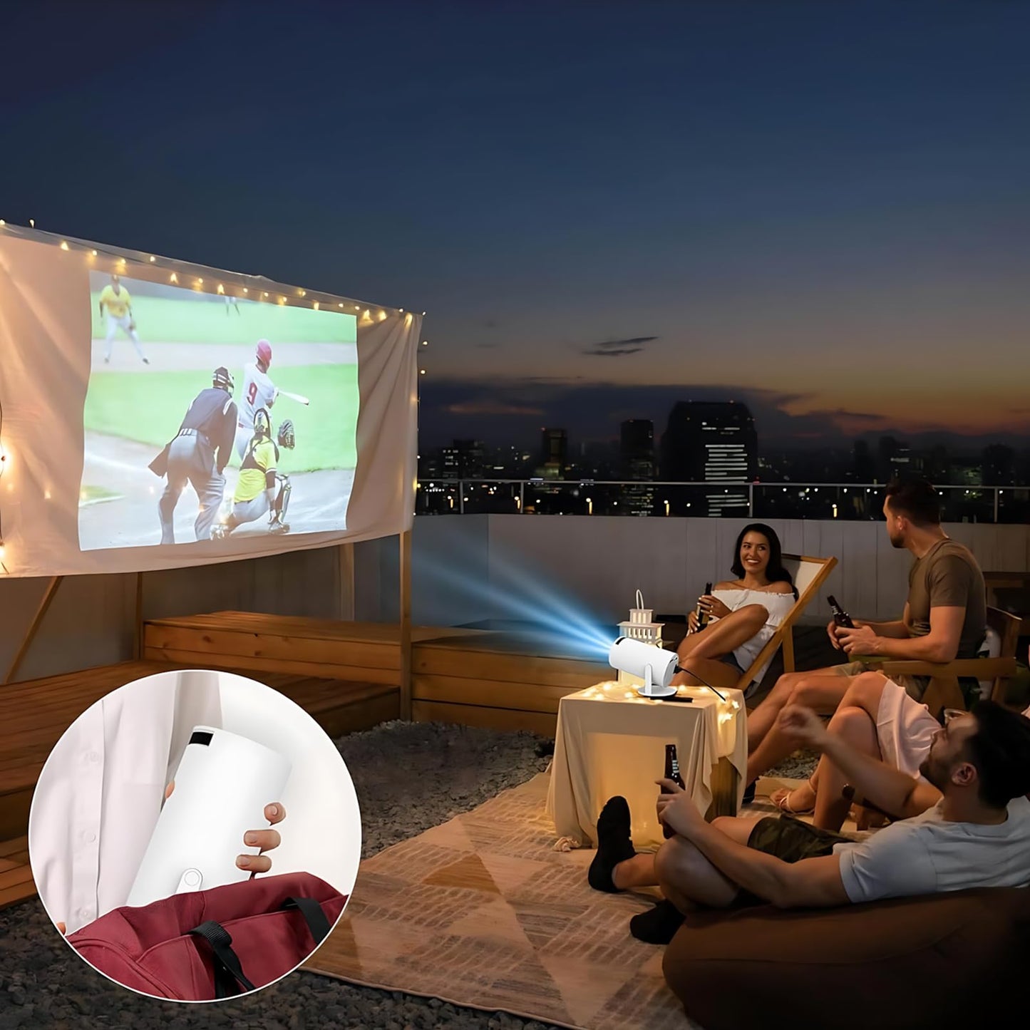 TECWCAW 2025 Mini Proyector Portátil 4K/1080P,Proyector con 10000 Aplicaciones, Android 12 Soporte Multilenguaje Sistema,Pantalla de 130 Pulgadas,WiFi 6 Bluetooth 5.3 (2026 HY300 Pro Negro)