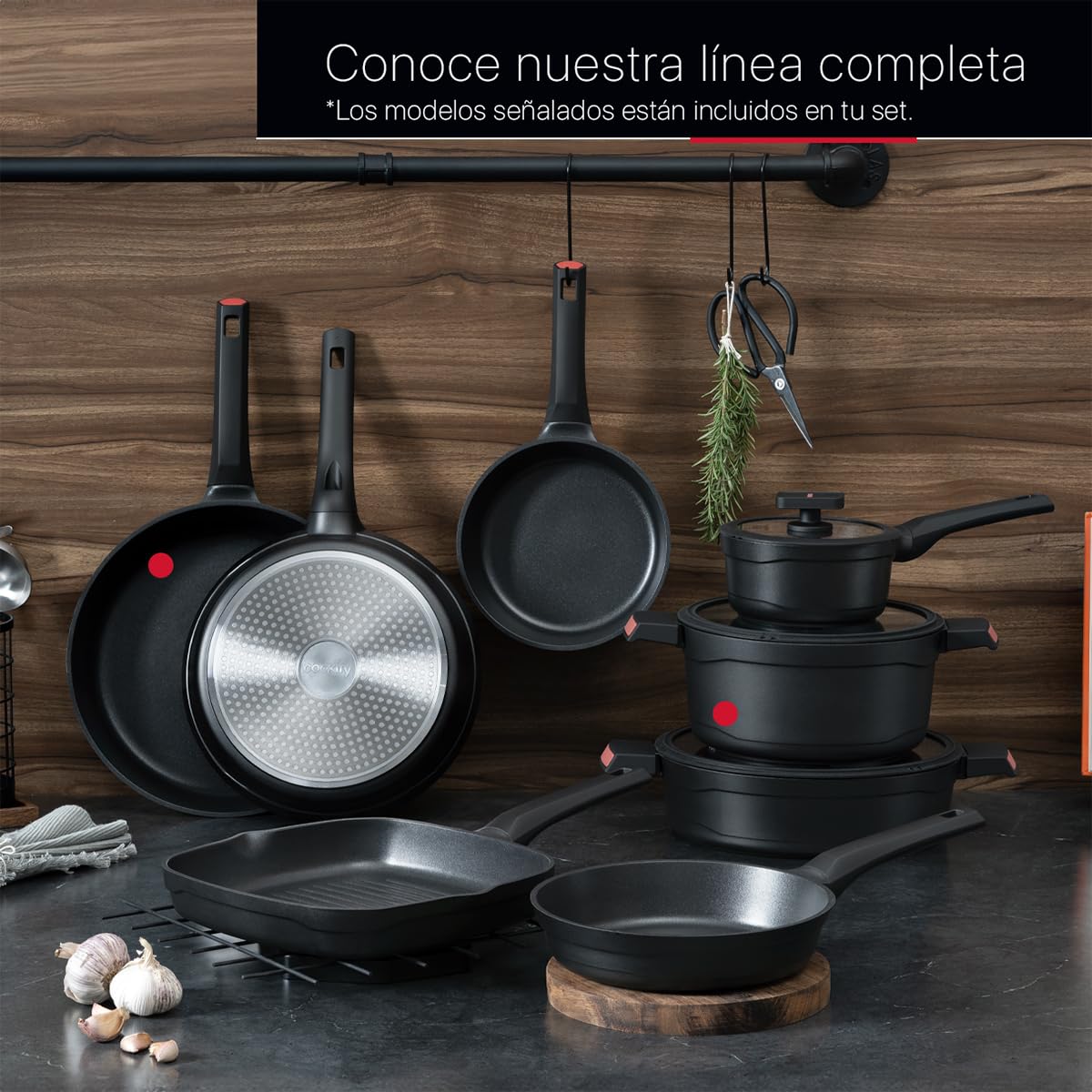 Cookify Set de Sarten y Cacerola de Aluminio con Revestimiento Antiadherente para todo tipo de estufas (3 piezas - 30 y 24 cm)