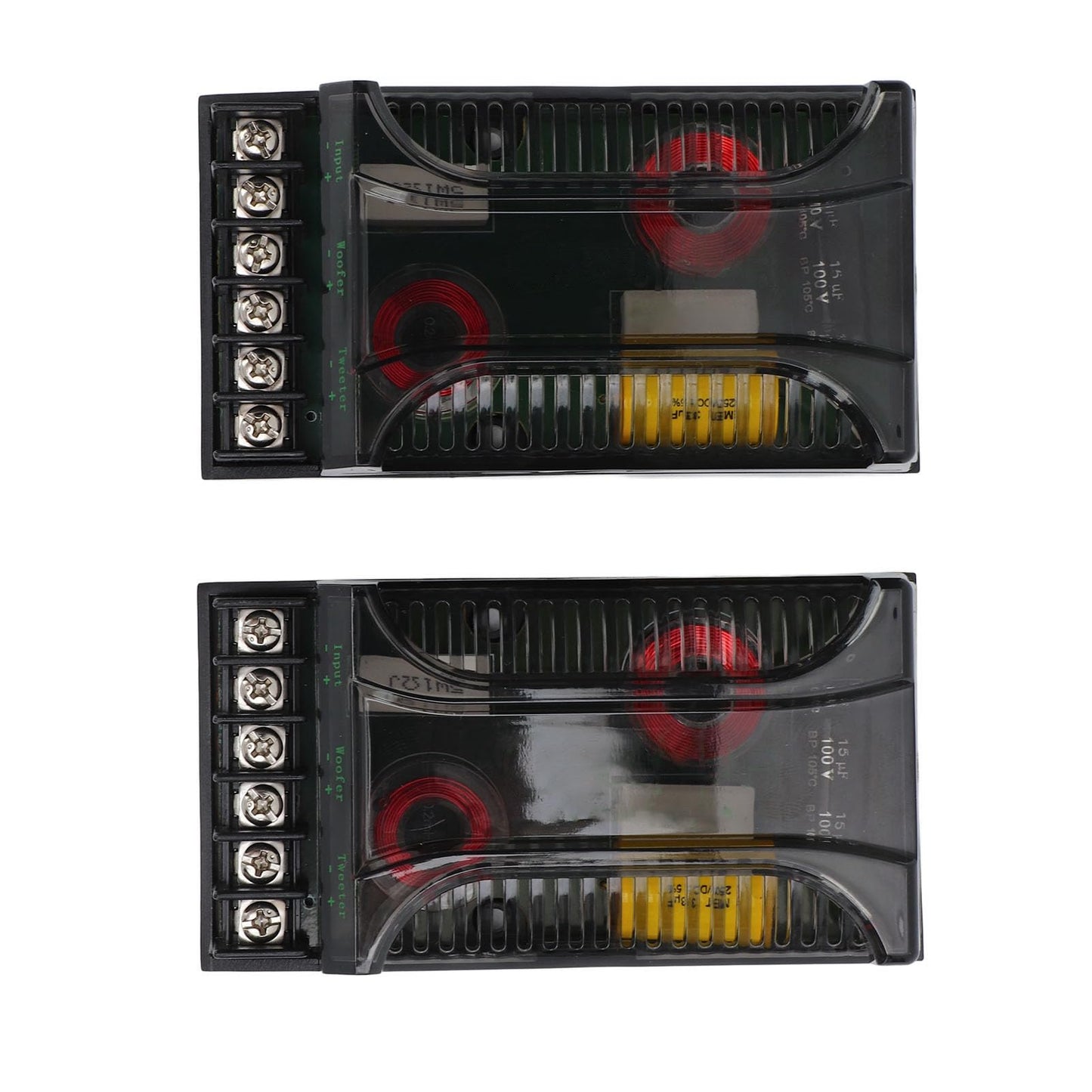 Crossover de Audio para Automóvil de 2 Vías, Divisor de Frecuencia de Altavoz de 2 Piezas Crossover Pasivo de Audio para Automóvil de hasta 300 Vatios, Protección contra Sobrecorriente Disipación de C