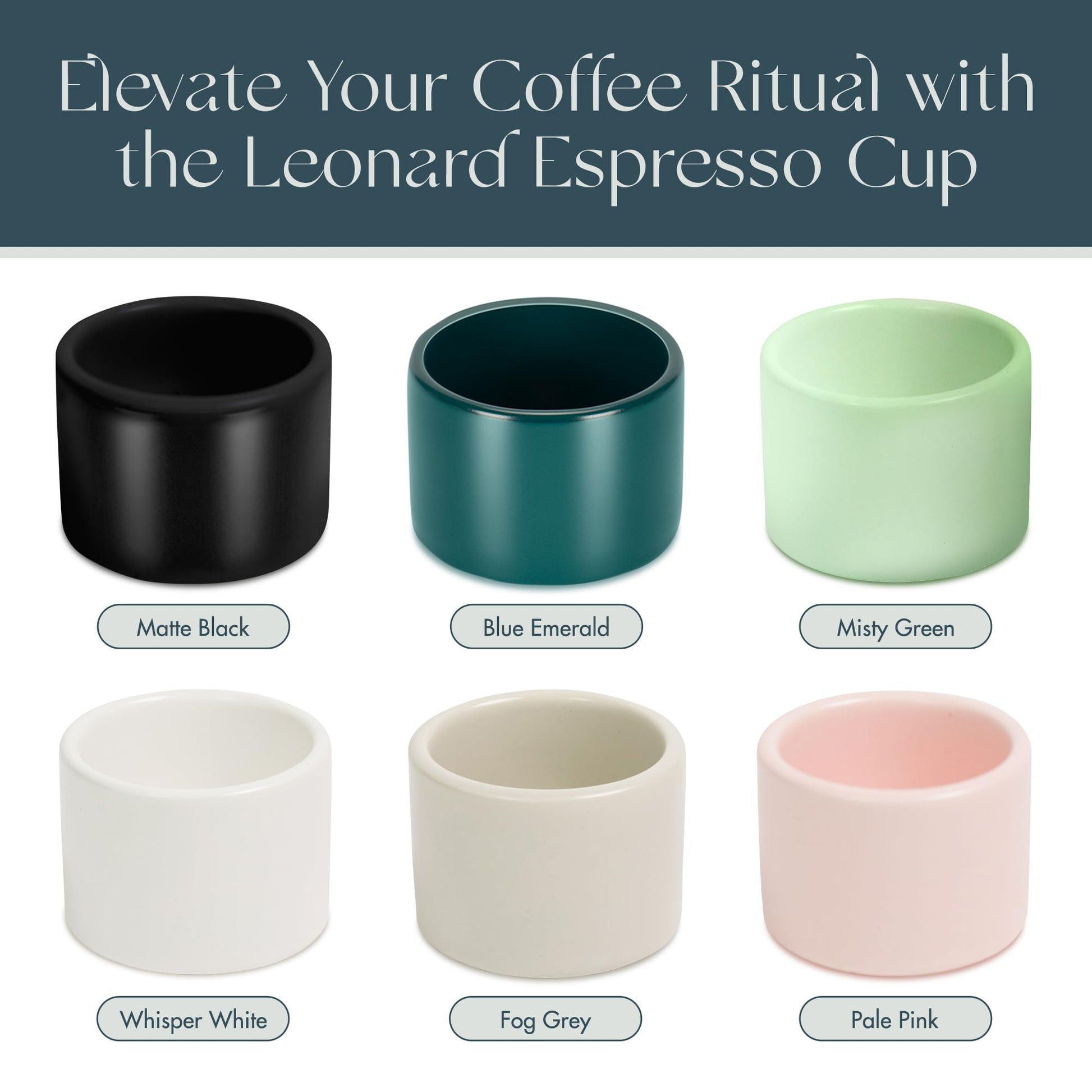 Folk Ceramics Leonard Tazas de café expreso de cerámica | Modernas tazas apilables demitasse para espresso, paredes gruesas, sin mango, duraderas, aptas para lavaplatos y microondas, juego de 2, 3
