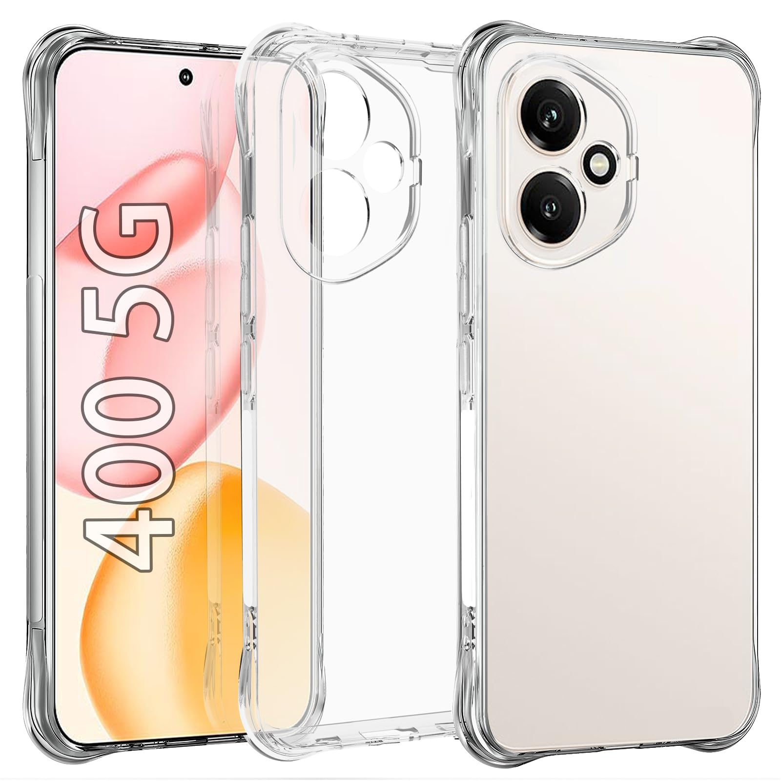 USTIYA Funda para Honor 400 5G Case Uso Rudo Bumper Shock-Absorción TPU Transparente Protector Cámara Carcasa con Cuatro Esquinas Espesamiento