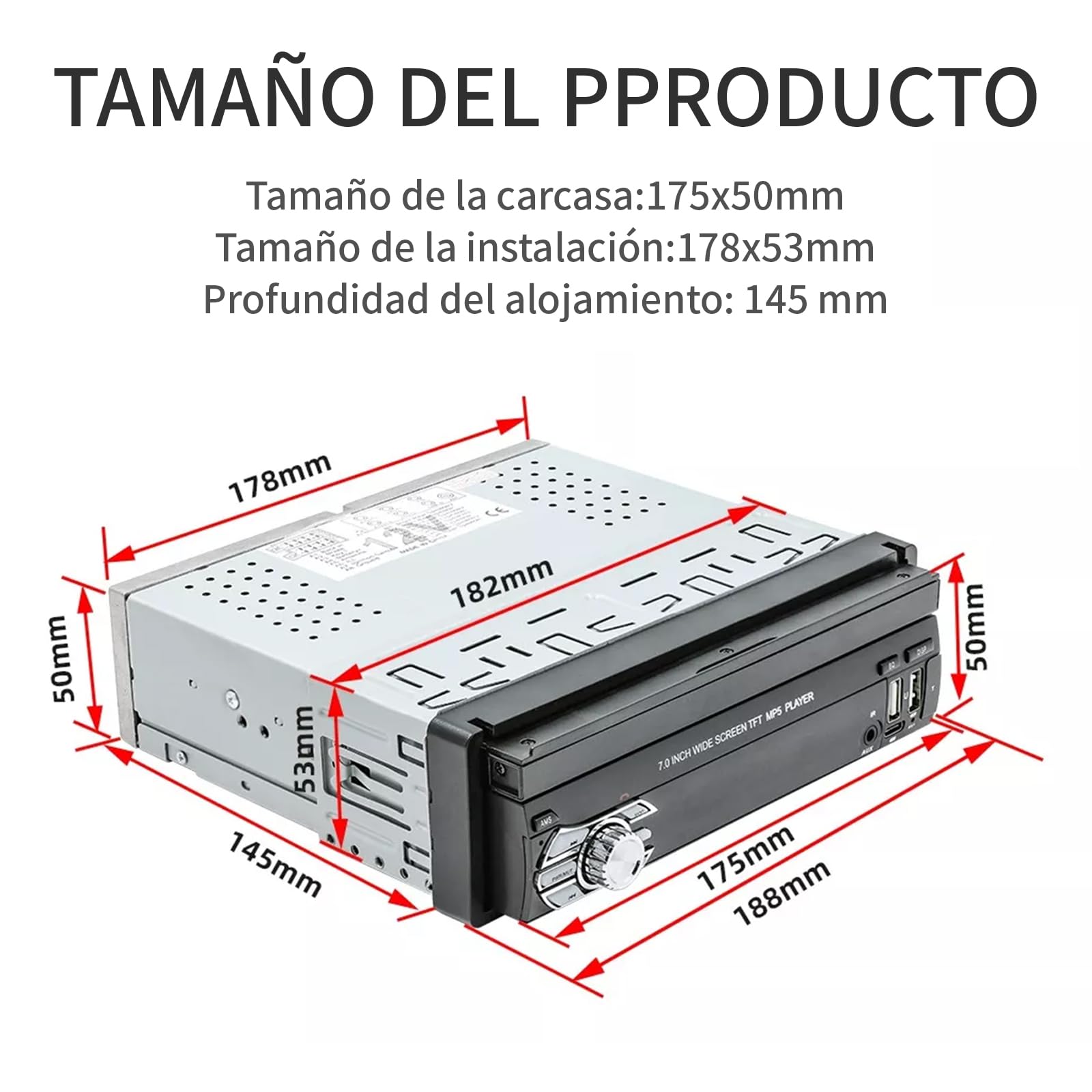 FINYQBET Estéreo para Auto 9610C de 7 Pulgadas con CarPlay y Android Auto, Pantalla Táctil Retráctil, Bluetooth y Cámara de Reversa, Ideal para Conducir Seguro y Entretenimiento en Viajes