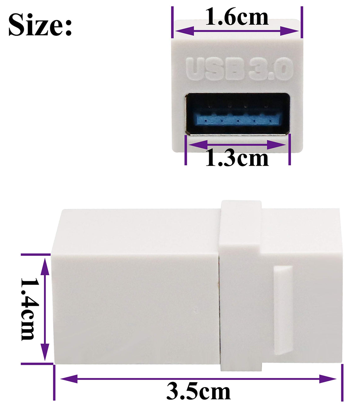 Adaptador USB 3.0 AAOTOKK Blanco Inserto Hembra a Hembra