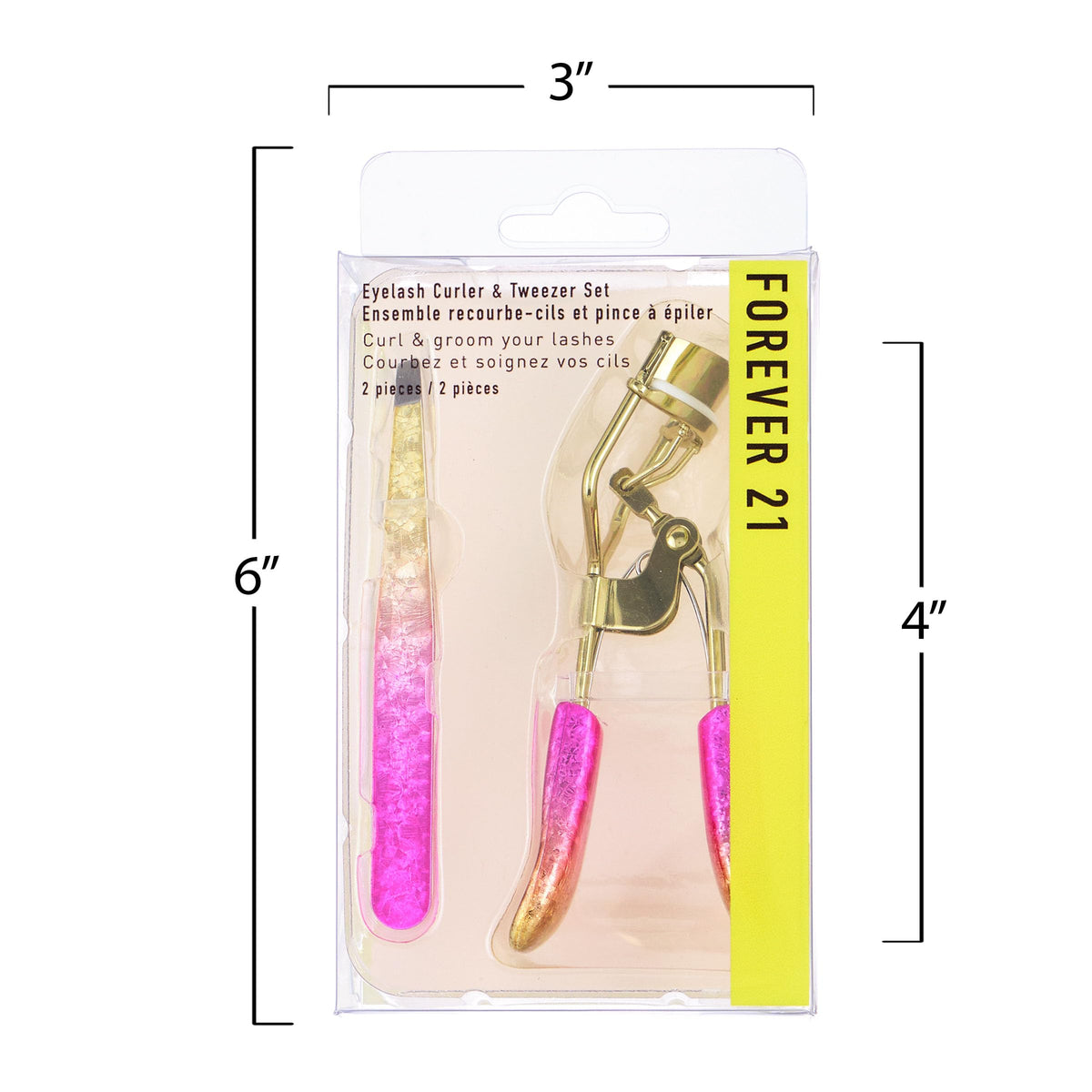 Forever 21 Juego de Rizador Y Pinzas para Pestañas - Kit de 2 Piezas con Rizador de Precisión Y Pinzas para Tiras de Pestañas | Kit de Herramientas para Aplicar Pestañas Postizas