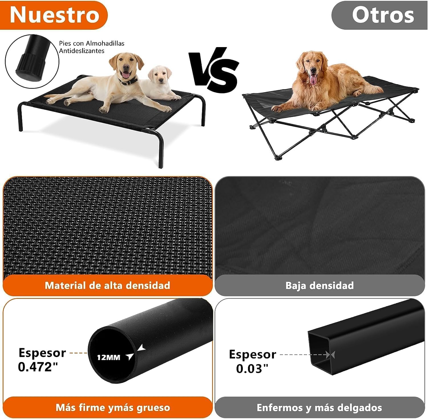 Cama para Perro, Cama Elevada para Perro con Malla Transpirable y Lavable, Portátil Camas para Perros Extra Grande Para Uso Interior y Exterior, Apto para Todo Tipo de Mascotas, Antideslizante (L)