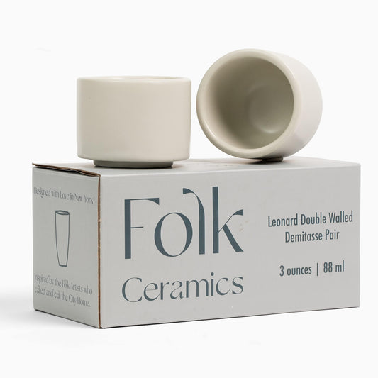 Folk Ceramics Leonard Tazas de café expreso de cerámica | Modernas tazas apilables demitasse para espresso, paredes gruesas, sin mango, duraderas, aptas para lavaplatos y microondas, juego de 2, 3